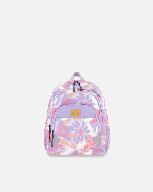 Little Kids Backpack Lilac Retro Flower Print-0
