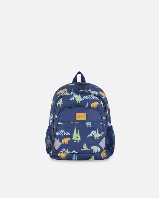 Little Kids Backpack Navy Animal Print-0