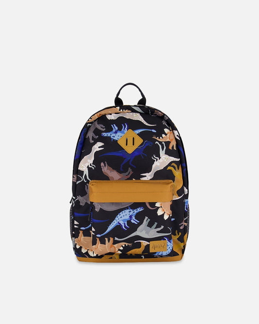 Kids Backpack Black Dinosaur Print-0