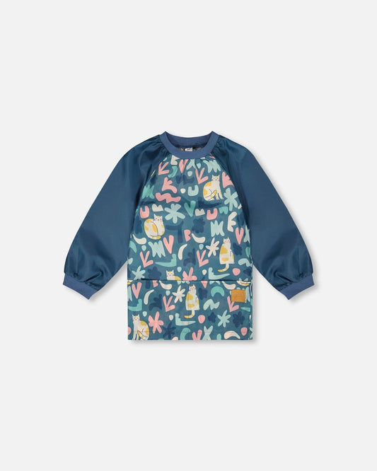 School Apron Green Cat Print-0