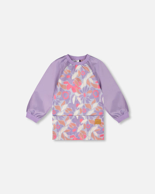 School Apron Lilac Retro Flower Print-0