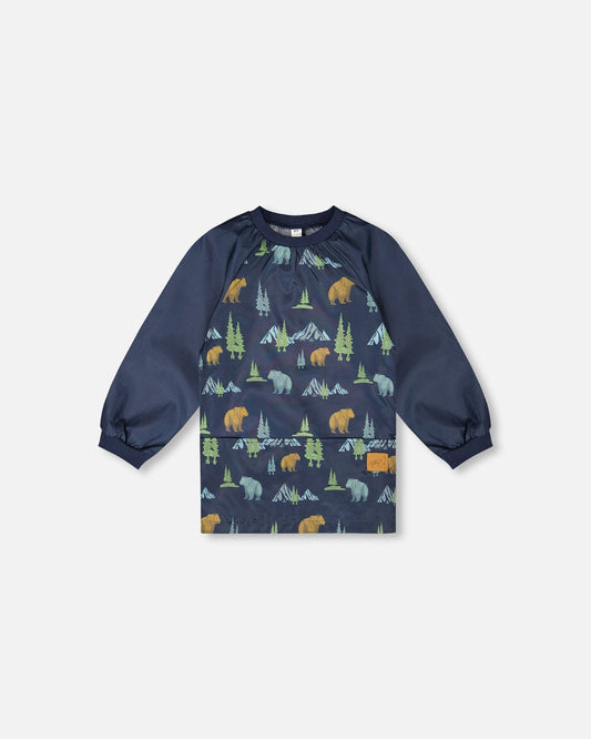School Apron Navy Animal Print-0