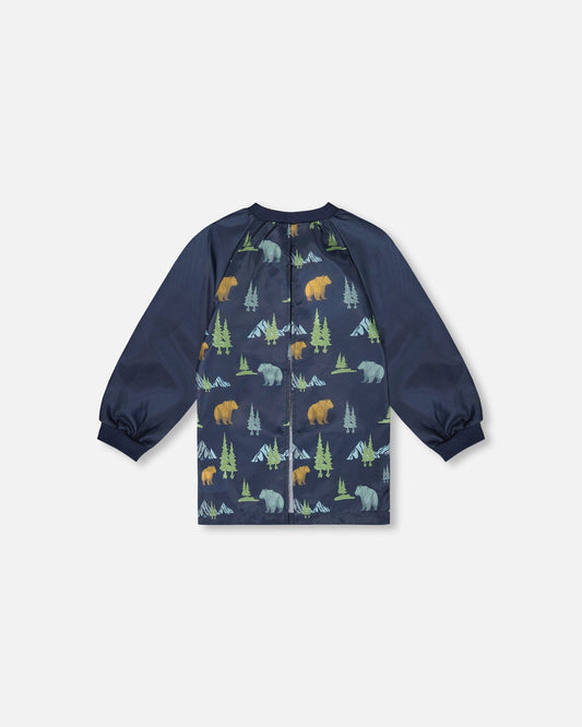 School Apron Navy Animal Print-1