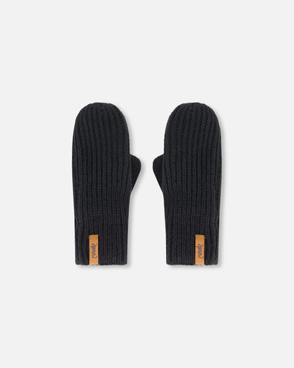 Mid-Season Knit Mittens Black-0