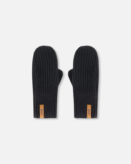 Mid-Season Knit Mittens Black-0