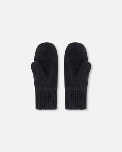 Mid-Season Knit Mittens Black-1