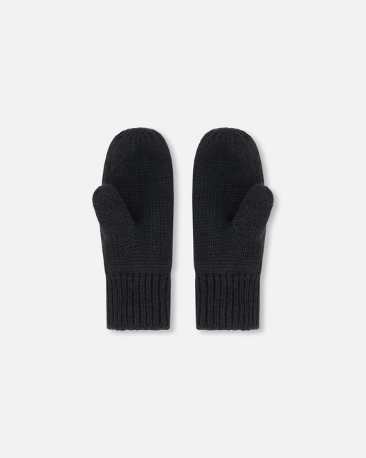 Mid-Season Knit Mittens Black-1