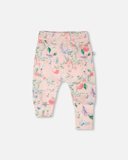 2 Pack Cotton Jersey Evolutive Pants Pink Printed Berries And White Strawberry Print-2