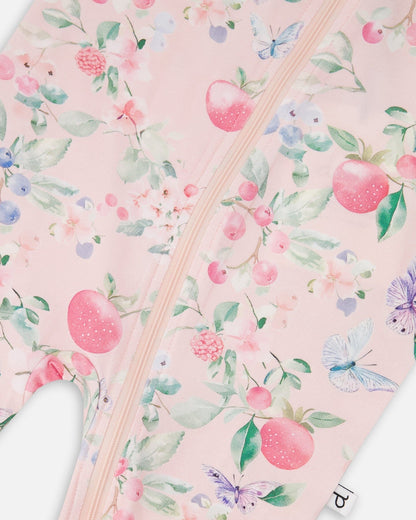 Organic Cotton Jersey One-Piece Pyjama Pink Printed Berries-2