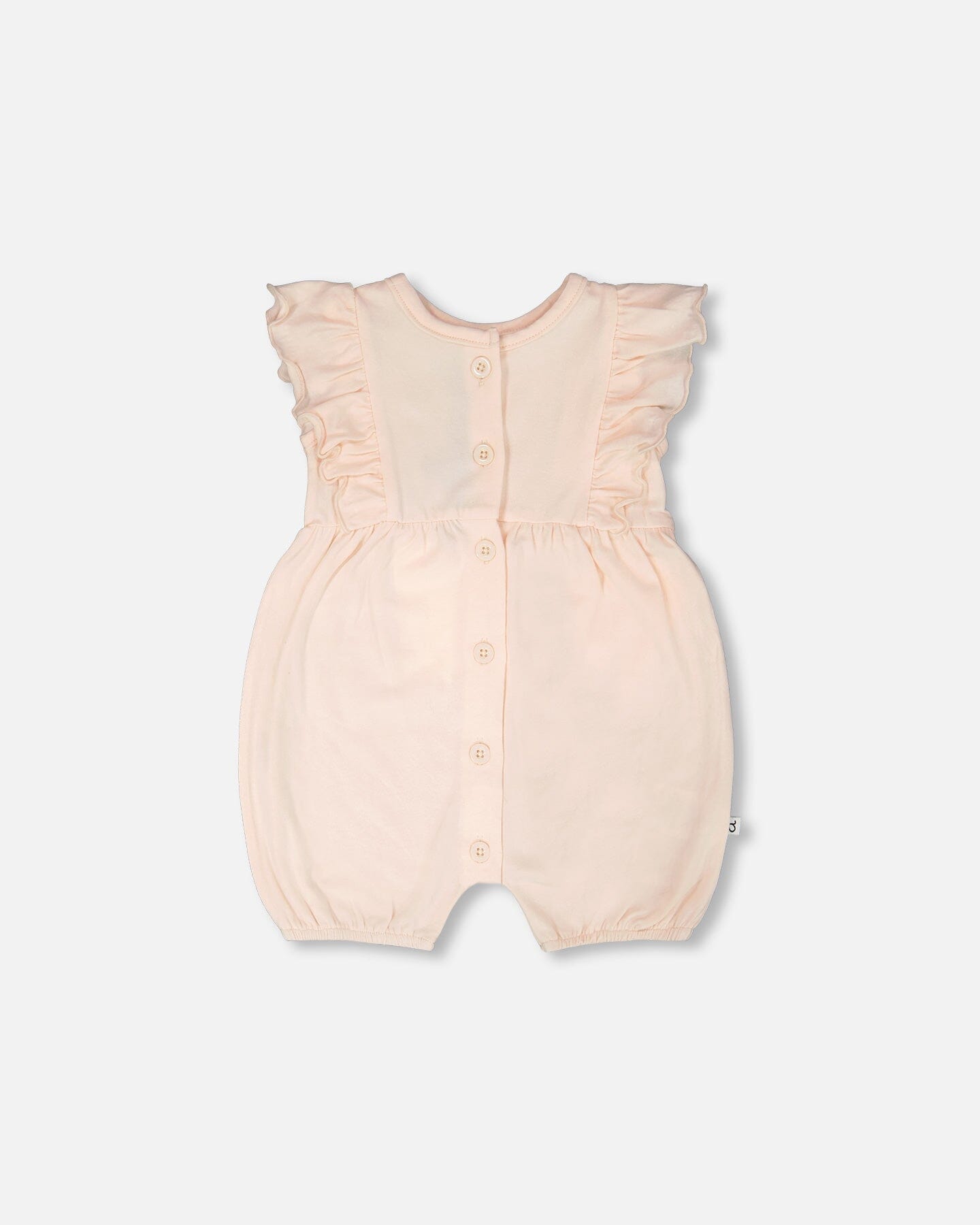 Organic Cotton Jersey Romper With Frills Peach-0