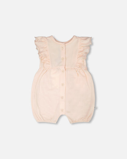 Organic Cotton Jersey Romper With Frills Peach-0