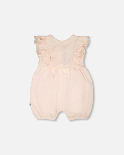 Organic Cotton Jersey Romper With Frills Peach-1
