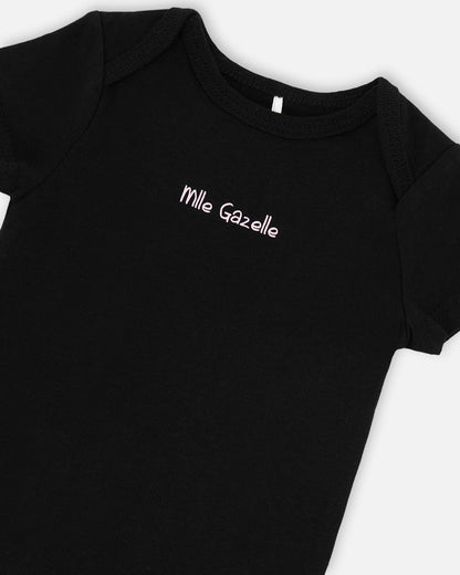 Evolutive Organic Cotton Jersey Onesie Black-3