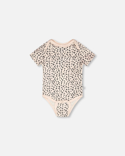 Evolutive Organic Cotton Jersey Onesie Peach Animal Print-1