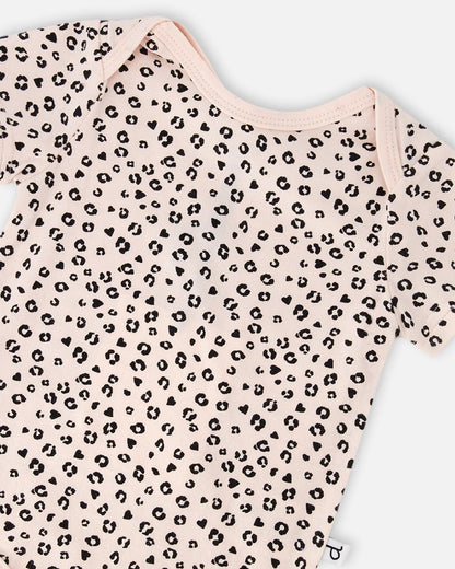 Evolutive Organic Cotton Jersey Onesie Peach Animal Print-3