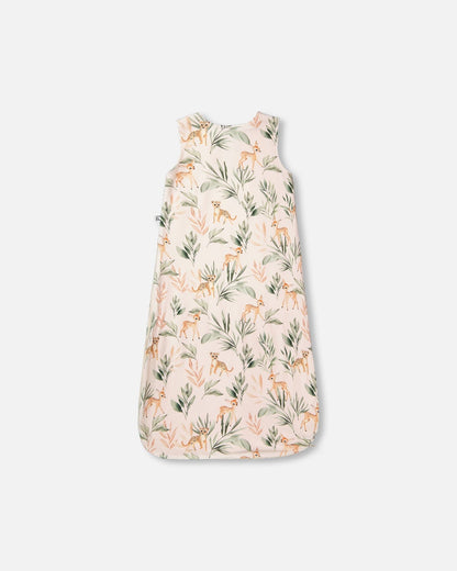 Organic Cotton Jersey Muslin Sleep Sack Peach Deer Print-1