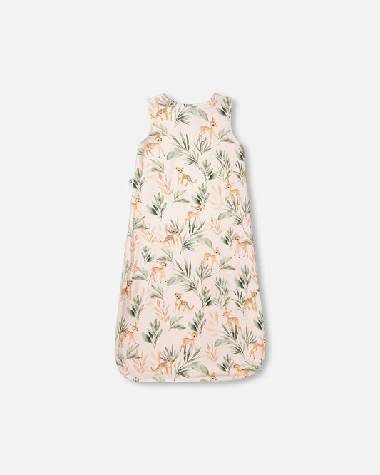 Organic Cotton Jersey Muslin Sleep Sack Peach Deer Print-1