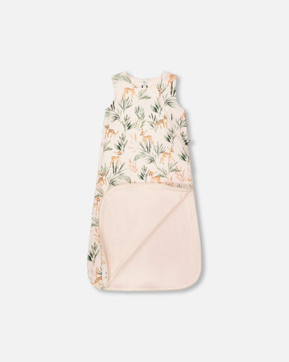 Organic Cotton Jersey Muslin Sleep Sack Peach Deer Print-2