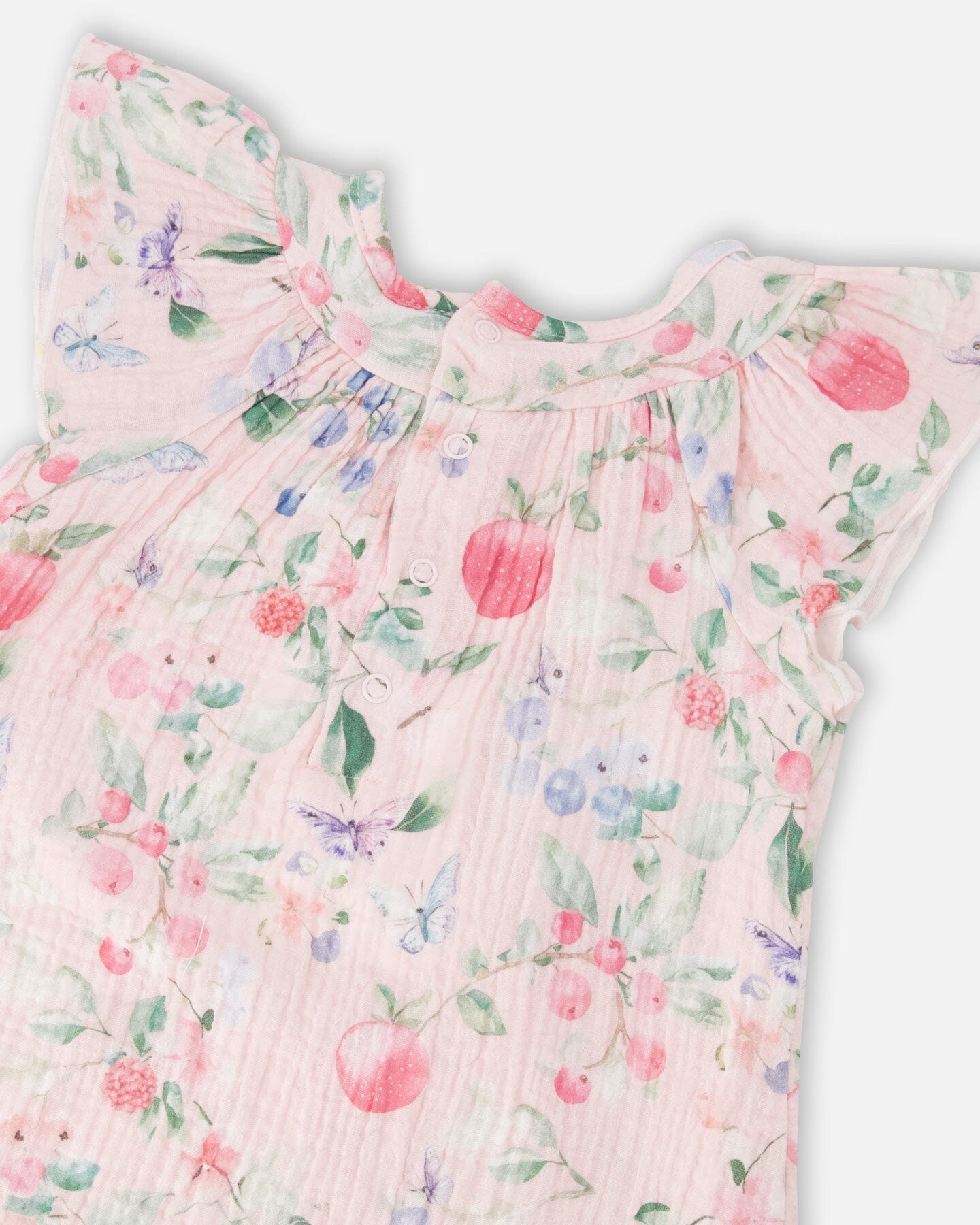 Cotton Muslin Dress And Bloomer Set Pink Printed Berries-3