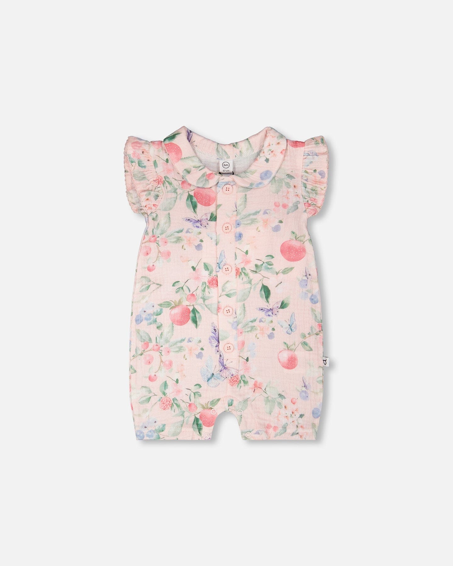 Cotton Muslin Romper Pink Printed Berries-0