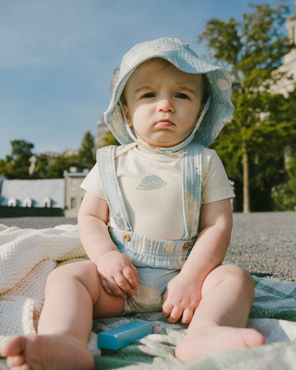 Cotton Muslin Hat Blue Turtle Print-1