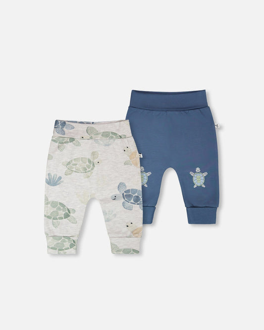 2 Pack Organic Cotton Jersey Evolutive Pants Medium Blue-0