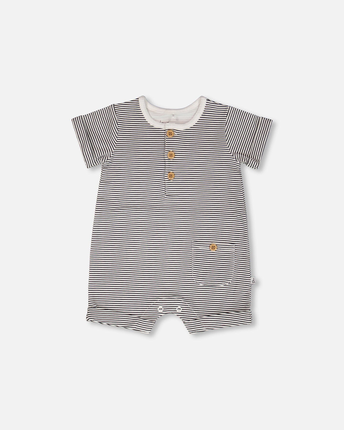 Cotton Jersey Romper Black And Off White Stripes-0