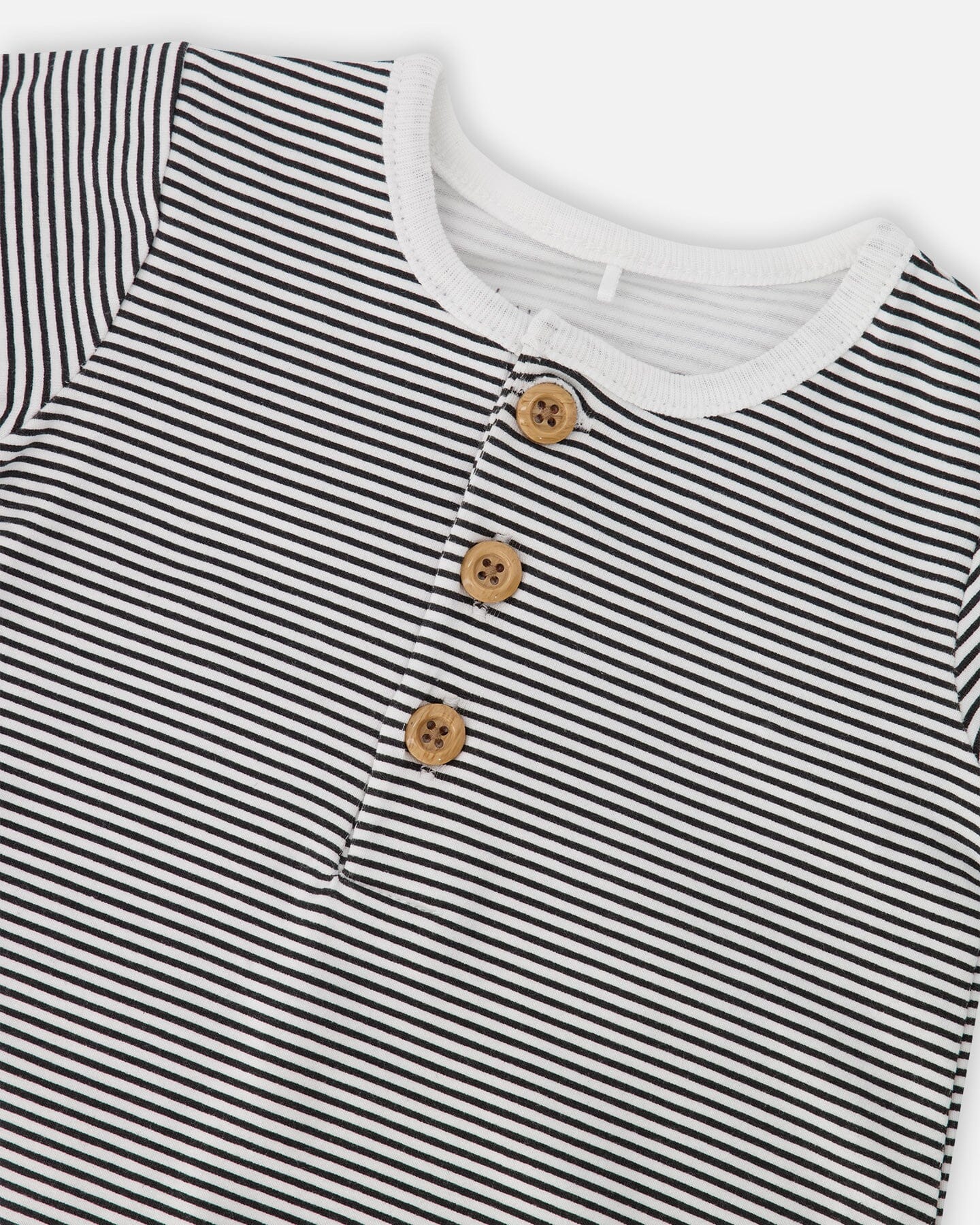 Cotton Jersey Romper Black And Off White Stripes-2
