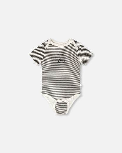 Evolutive Jersey Onesie Black And Off White Stripes-1