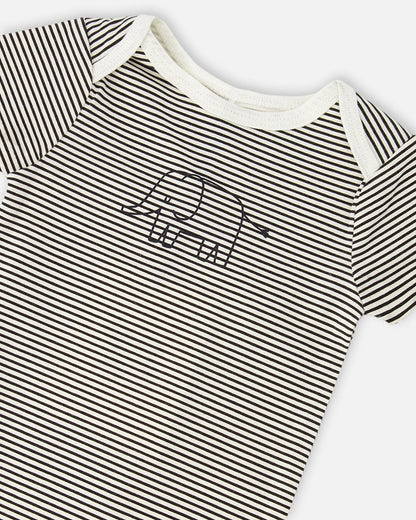 Evolutive Jersey Onesie Black And Off White Stripes-3