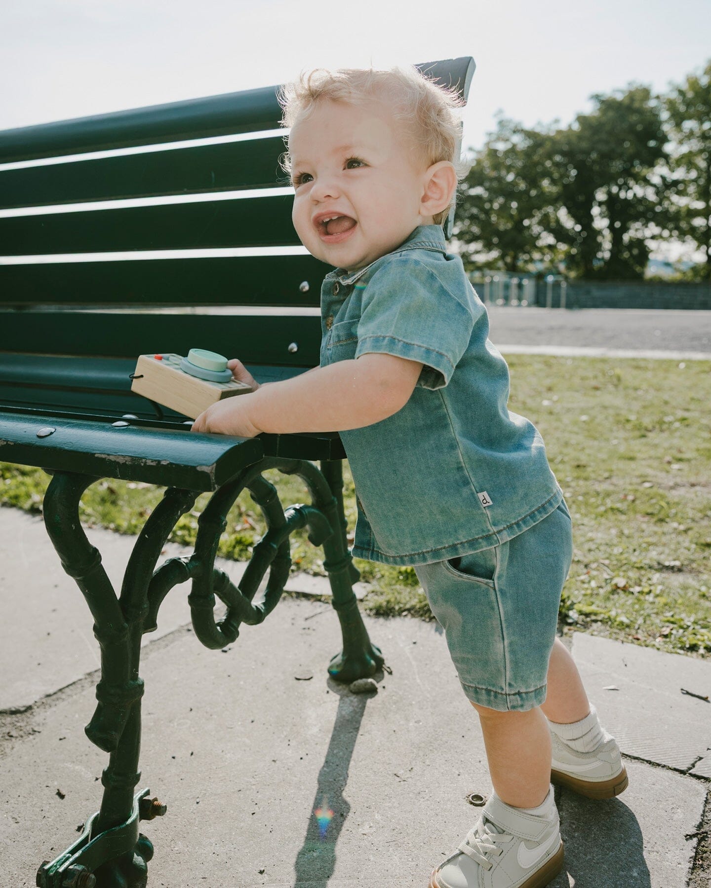 Light Blue Chambray Top And Short Set-1