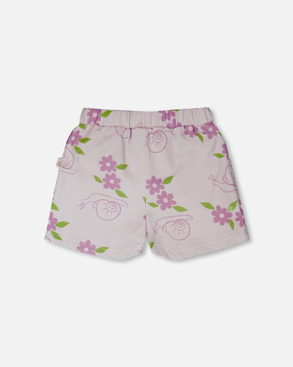 French Terry Shorts Lilac Snails Print-3