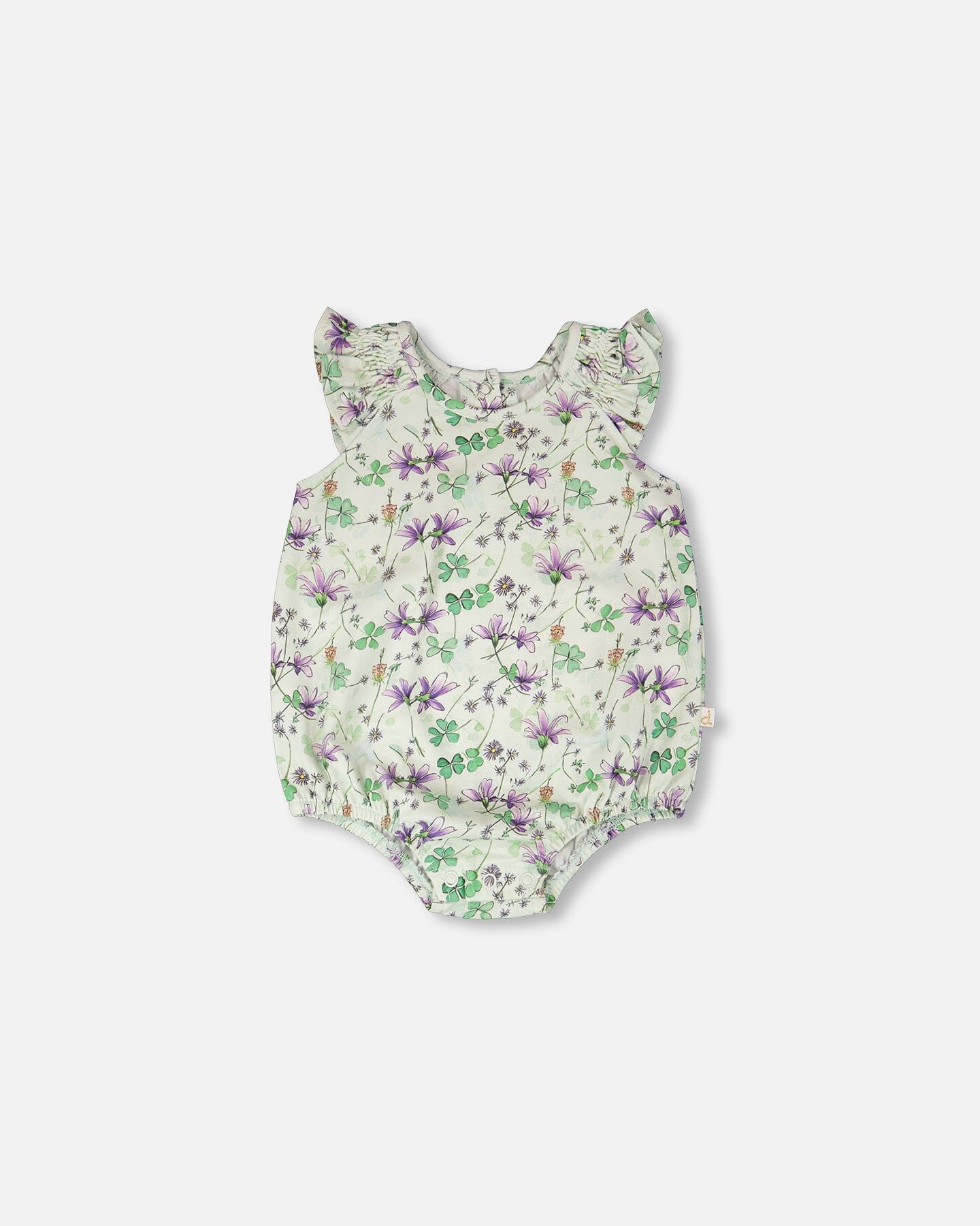 Jersey Romper Green Printed Flowers-0