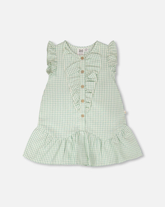 Plaid Poplin Dress Green-0