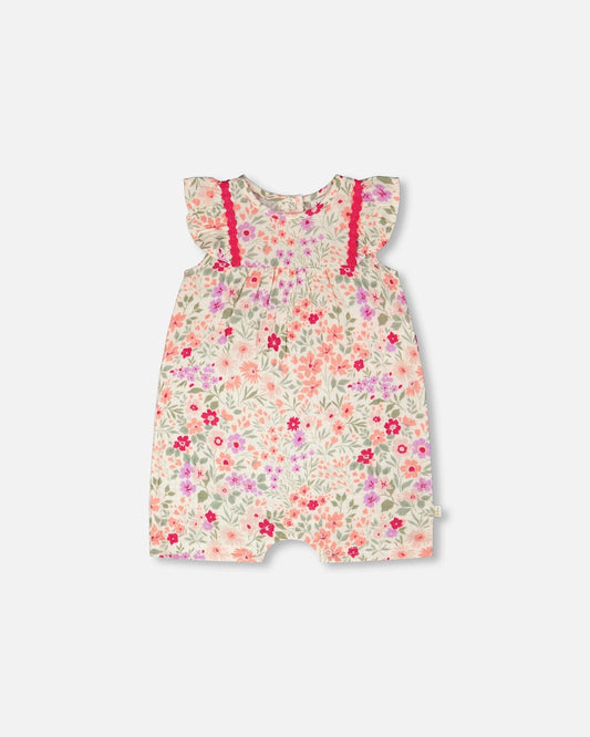 Romper Off White Printed Flowers-0