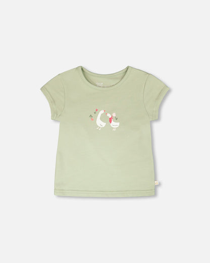 Organic Cotton Jersey T-Shirt Light Khaki Green-0