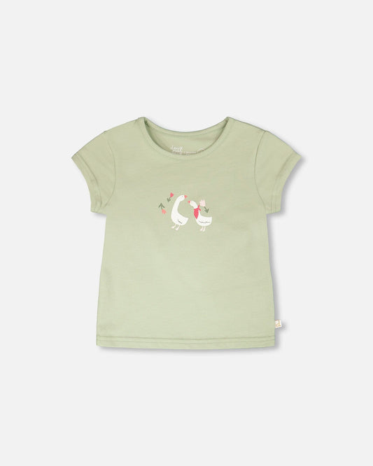 Organic Cotton Jersey T-Shirt Light Khaki Green-0