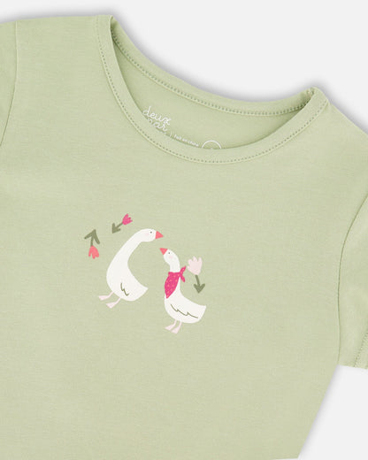 Organic Cotton Jersey T-Shirt Light Khaki Green-3