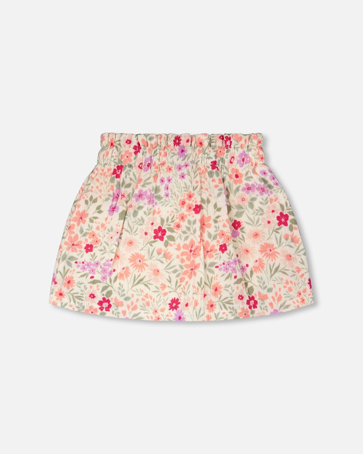 Muslin Skort Off White Printed Flowers-2