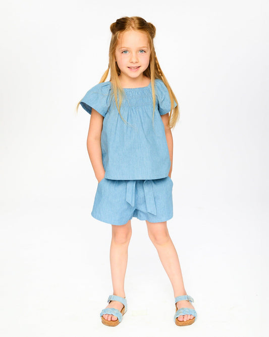 Blue Chambray Shorts-1