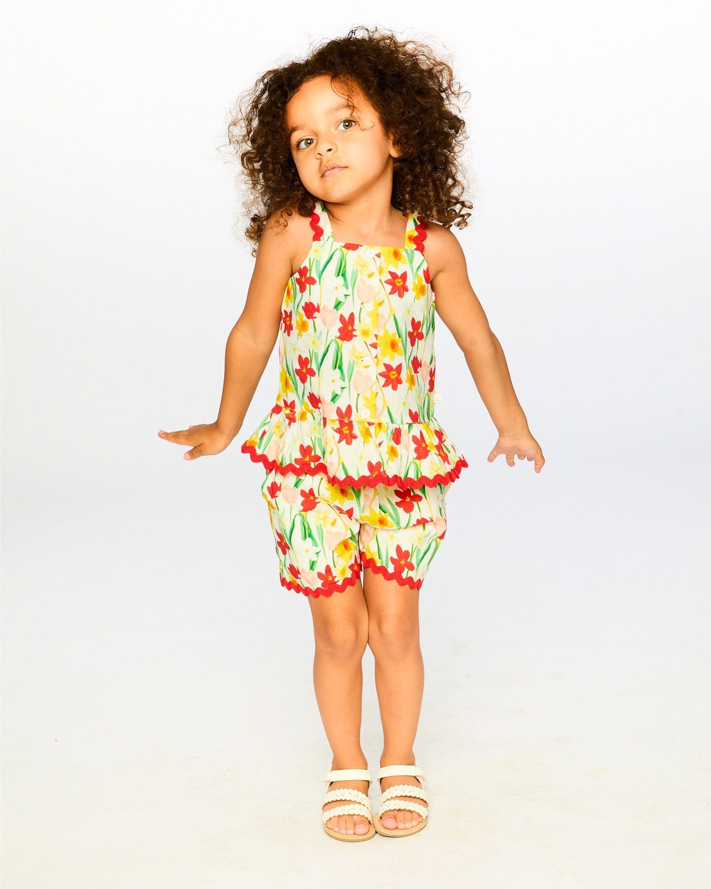 Viscose Shorts White Daffodil Print-2