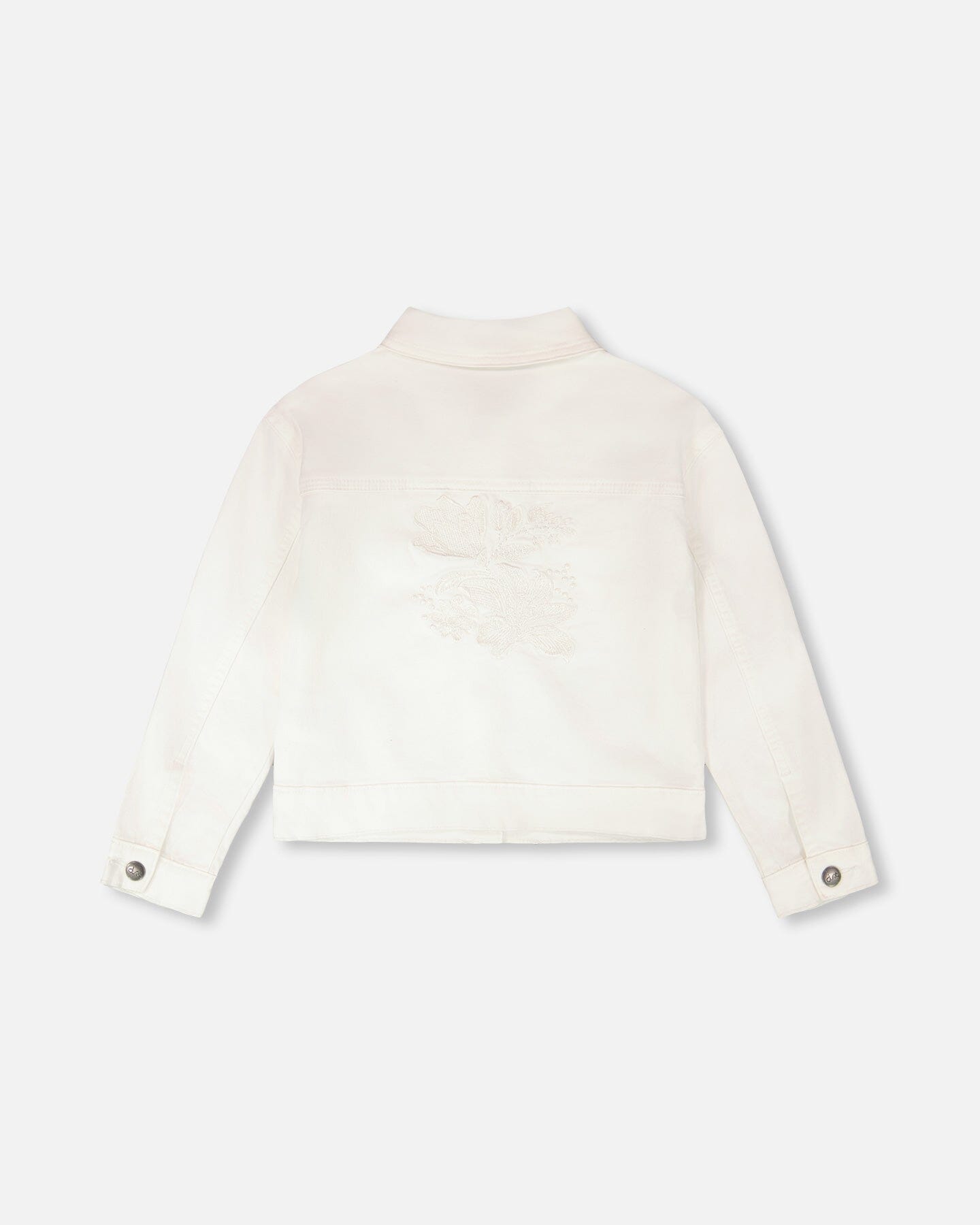 White Denim Jacket With Embroidery-3