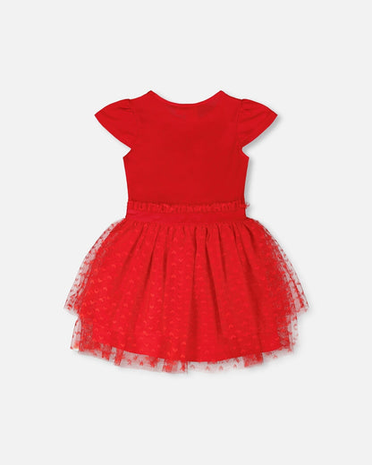 Bi-Material Dress Red-2