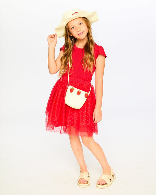 Strawberry Straw Purse Beige-1
