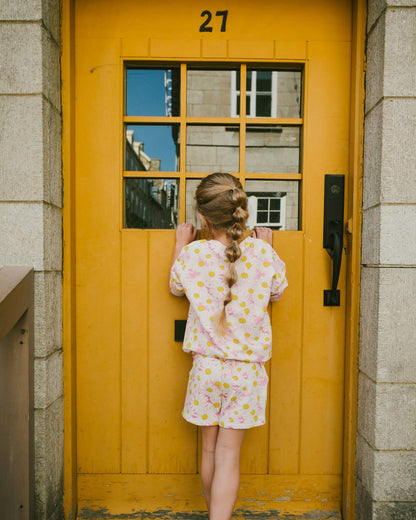 French Terry Sweatshirt Pink Printed Daisies-2