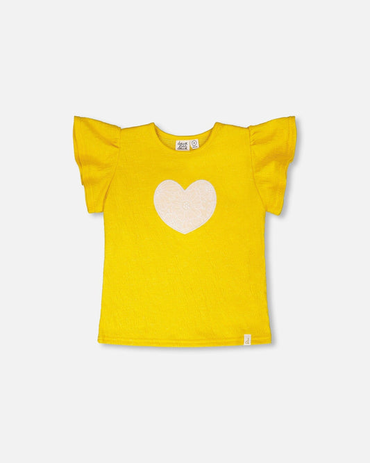 Crinkle Jersey Top Yellow-0