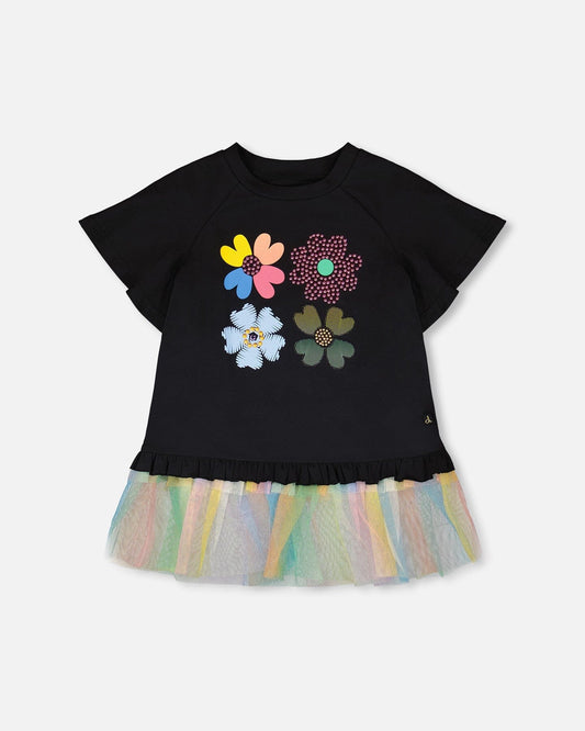 Organic Cotton Tunic Black With Mesh Frill-0
