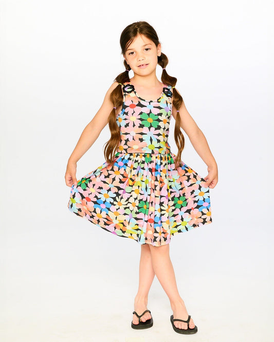 Dress Black Printed Flowers-1