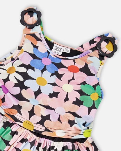 Dress Black Printed Flowers-3