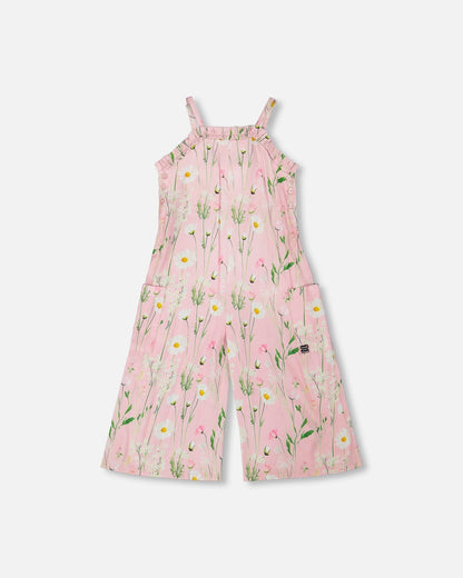 Viscose Jumpsuit Pink Printed Flowers-0